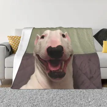 Bull Terrier Câine Amuzant Pătură de Lână Moale Toamna Flanel Cald Meme Amuzant Catelus Arunca Pături pentru Canapea Masina Pilota Pat 1