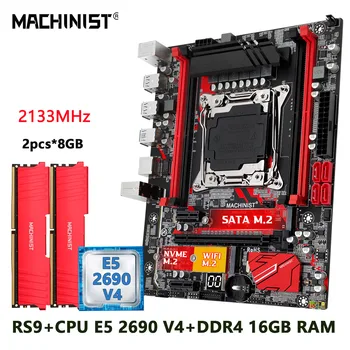 MAȘINIST X99 Set Kit Placa de baza LGA 2011-3 CPU Xeon E5 2690 V4 Procesor+RAM DDR4 2*8GB Memorie usb3.0 M-ATX Patru canale RS9