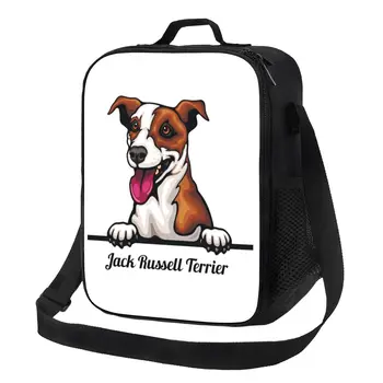 Trage cu ochiul Caine Jack Russell Terrier Izolate masa de Prânz Tote Sac pentru Portabile Termică Cooler Alimente Bento Box în aer liber Camping de Călătorie
