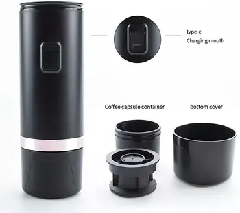 Portabil, Mașină de Cafea Călătorie de cafea Espresso cu Baterie pentru Camping Electric Mic 3 Minute de Încălzire Reîncărcabilă USB de Încărcare