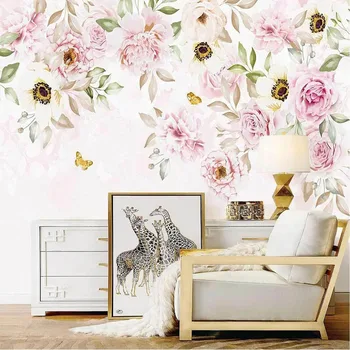 Personalizate 3D Tapet Mural Nordic Ins Mână-pictat Floral Romantic Pictura pe Perete Camera de zi Dormitor Fundal Decor de Perete