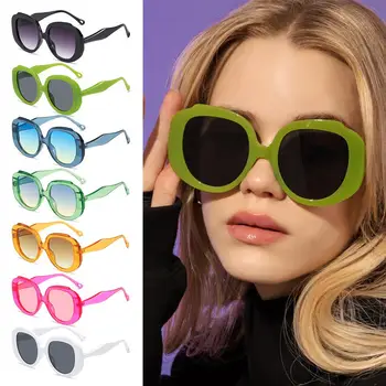 Clasic Vintage pentru Femei ochelari de Soare Supradimensionați Cadru Rotund Ochelari de Soare Roz Nuante Trendy de Ochelari