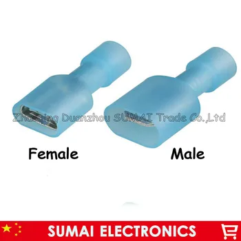 F/MDFN2-250 Albastru Masculin+feminin presat la rece terminale Conectori și Racorduri Pentru 1,5-2.5mm2,16-14 AWG Sârmă