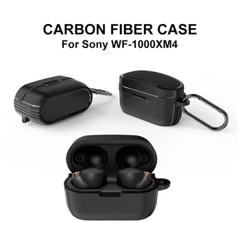 Pentru SONY WF 1000xm4 Caz Cască Cazuri Fibra de Carbon Hard Capac de Protectie Pentru Sony WF-1000XM4 Caz Înveliș rezistent la Șocuri Cu Cârlig