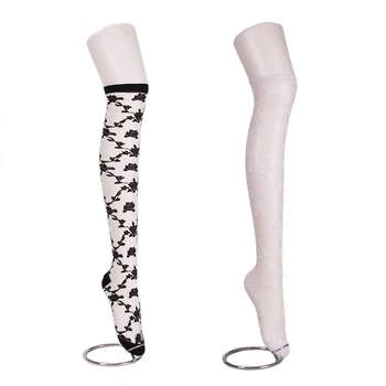 Design-ul Original a Crescut Pahar de Mătase Drăguț pentru Femei Lolita Peste-genunchi Ciorapi Coapsă Ridicat Ciorapi Subtiri pentru Vara Negru & Alb