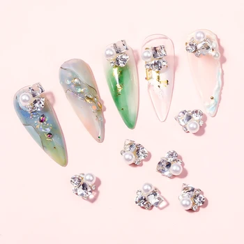 10pcs de Lux Perla de Cristal Japoneză Unghii Bijuterii Stras Aliaj Pătrat CZ Unghii Accesorii pentru Decorare Unghii DIY Arta