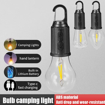 Portabile de Iluminat Tip Felinar C Încărcare cu LED-uri Lampa Camping cu Cârlig Portabil Camping Lumina 600mAh Impermeabil pentru GRĂTAR Explorarea