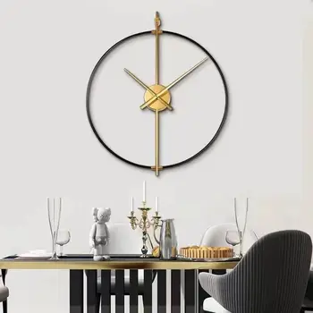 60cm Spania Ceas de Perete Mare Lux Modern Nordic Ceasuri Lemn, Ceasuri de Perete Decor Acasă Tăcut Metal Camera de zi de Decorare Cadou