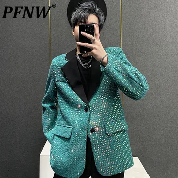 PFNW Nișă Design Sequin Costum pentru Bărbați Jachete Club de noapte coreeană de Moda de sex Masculin Casual, Haine de Toamna Sacou Elegant 2023 Chic New 28W1508