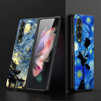 Arta lui Van Gogh Caz pentru Samsung Galaxy Z Fold5 5G Z Fold3 ZFold4 Z Fold4 Shell Negru rezistent la Șocuri Acoperi