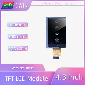 DWIN 4.3 Inch Full Unghi de Vizualizare de 480*800 TFT LCD Display Ecran Tactil Rezistiv LI48800T043TC3098