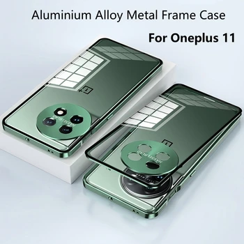 Caz de lux Pentru OnePlus Caz 11 din Aliaj de Aluminiu Cadru Metalic Bara + Sticla Capac Spate Pentru Un Plus de 11 5G Clar Funda
