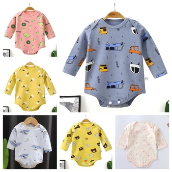 Copil nou-născut Băieți Fete Romper Pijamale, Îmbrăcăminte pentru Sugari din Bumbac cu Maneca Lunga Print O-Gât Confortabil Salopeta Haine de Copil Tin DS29
