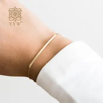 Aur, Argint Culoare Stil Minimalist Din Oțel Inoxidabil Brățară Cu Lanț Extender Pentru Femei Brățară Moda Bijuterii Trendy 2023