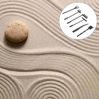 6 Buc Grămadă De Nisip In Miniatura Setul De Instrumente De Tine Desktop Împingeți Scrumiera Plastic Gradina Zen