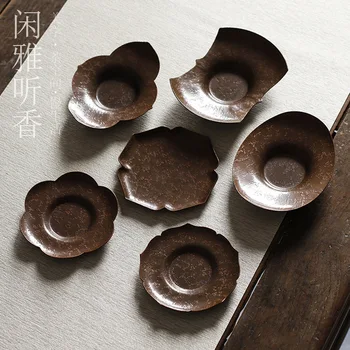 6 Stil Tradițională Chineză Manual de Cupru Pur de Ceai Farfurie Plum blossom Mat Begonia Set de Ceai Accesorii roller-Coastere