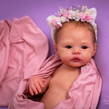 45cm Pajiște Plină Solid Silicon Bebe Renăscut Cu Rădăcini de Păr Natural Renăscut Baby Girl Boneca Renăscut Corpo De Silicon Papusa