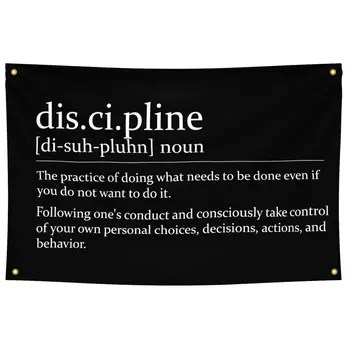 Disciplina - Motivaționale Banner pentru Fitness, Cameră Decor de Perete, de Cămin Bărbați,Poster, Scara, Poster, Acasă, Disciplina, 3x5