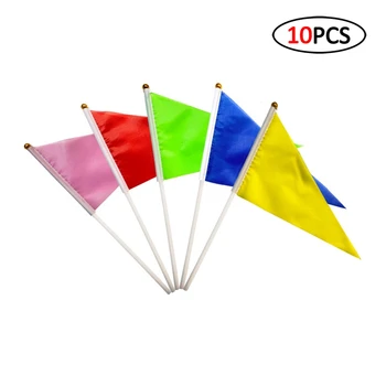 10buc/Pachet Triunghi Steaguri Mână Fluturând Steaguri Personalizate Băț de Plastic Petrecere Decoruri de Sărbătoare Parada de Mână Ține-Fanion Personalizat