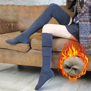 Coapsa Deasupra Genunchiului Mare Ciorapi de Femei Lungi Ciorapi Kawaii Gros Încălzit de Picior Bumbac Inaltime Tub Fata Sock(SUA 5-9,UE 35-40)