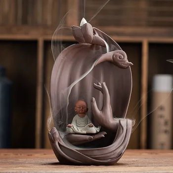 Lotus Budist Zen Ceramic Decor Acasă Retro Curge Aromoterapie Aragaz Violet Curge Nisip De Tămâie Aragaz