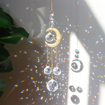 Chime Vânt Lumina De Veghe Agatat Ornament Diamant Pipa Cristale Luna Prisma Decor