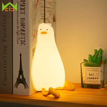 Rațe drăguț Mic LED Lampă de Noapte Noapte de Distracție Senzor Tactil Silicon Animal Lumini de Felinar Cadou Decorativ, Lampa Lampa Pisoi