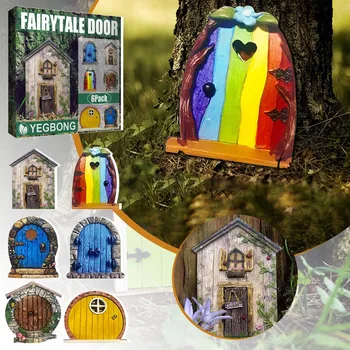 6 Buc/Set Basme Decoratiuni Usi Din Lemn Fairys Copac Pitic Mini Usa Ornamente Zână Grădină În Miniatură Casă De Păpuși Decor