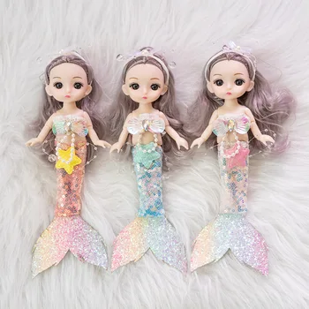 24cm Copii Dress Up Sirena Papusa Mica Papusa Printesa pentru Copii Printesa Fată Păpușă Jucărie Set Cadou Fată Jucărie