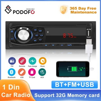 Podofo 1din Radio Auto MP3 Player Multimedia Digitale Bluetooth FM Stereo Muzică DC 12V 1Din Stereo al Mașinii Receptor SD/USB/TF/AUX-IN