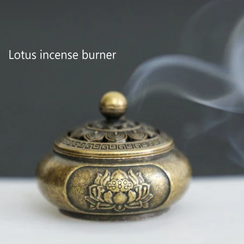 Budist Ustensile De Arzător De Tămâie Lotus Tămâie În Cădelniță Arhaic Aliaj De Cupru Lemn De Santal Casa, Mobilier De Birou Acasă Decorare