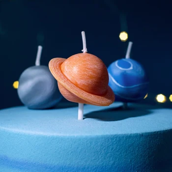 Lumanari ziua de nastere 3pcs Planeta Lumânare Set Spațiul Cosmic Tema Saturn Uranus Neptun Băieți Tort de Decorare a Introduce Ornament