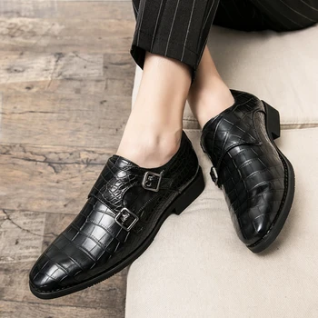 2023 Noi Oameni de Afaceri din Piele Pantofi Britanic Brown a Subliniat Dantela Business Casual din Piele Pantofi pentru Bărbați Pantofi Rochie Pantofi de Nunta