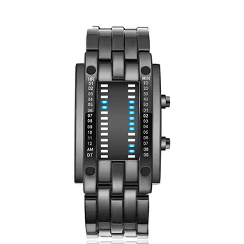 Bărbați Afișaj Electronic Lumina Dot Digital Ceas de Lux pentru Bărbați Ceas din Oțel Inoxidabil Data Digital cu Led-uri Sportive Brățară Ceas de mână