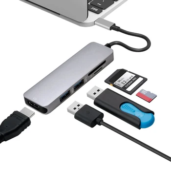 C USB la HDMI compatibil cu USB 3.0 SD TF Card Slot 4K 30Hz HDTV Tip C Hub pentru MacBook Samsung S20 Dex PS5 iPad TV Nintendo Comutator