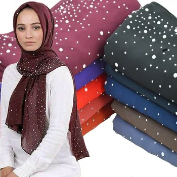 180*75cm 50Colors Șifon Eșarfă Hijab Elegant Sarong Șal Folie de Culoare Solidă Cuptor de Porțelan Cald Burghiu Perla Basma Văl