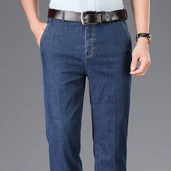 2023 Stil Clasic Vara Noi Bărbați Straight Subțire de Blugi Casual Business Stretch Pantaloni sex Masculin Brand Pantaloni Albastru