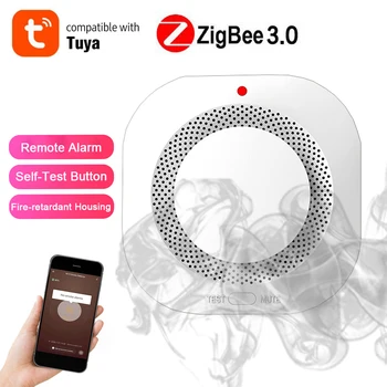 Tuya Wireless, Detector de Fum cu Alarma Senzor 360 ° de Inducție și de Alertă Inteligent Detector Compatibil cu Alexa Google Asistent