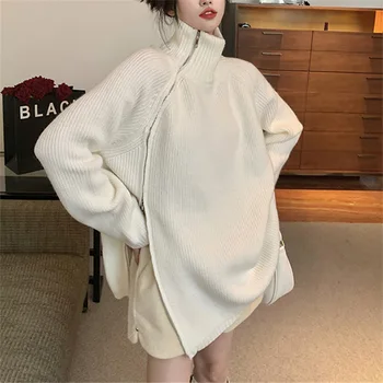 Hsa 2023 Femei Toamna/Iarna Noi Tricot Guler Ridicat cu Fermoar Lateral Pulovere de Moda coreeană Liber Casual de Îmbrăcăminte pentru Femei Pulovere