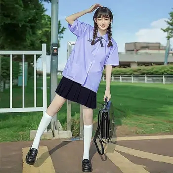 Simplu, Elegant, De Uniformă Școlară Costume De Stil De Colegiu Liceu Preppy Clasa Jk Tricou Femei Plisată Fusta De Lungime Medie Set