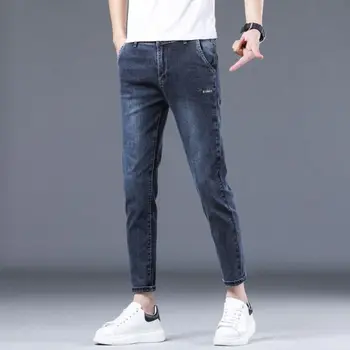 Nouă Punct de Blugi Barbati Slim Fit, Picioare Mici, la Modă pentru Bărbați Pantaloni de Vara Subtiri Casual, de Vara Student coreean Pantaloni Stretch