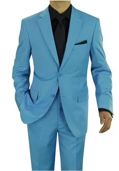 2023 Nou Stil Blazer Albastru Set Mire Costume 2 Piese Ieftine Cavalerii De Onoare Cel Mai Bun Om De Nunta Pentru Barbati Costume (Sacou+Pantaloni) Îmbrăcăminte Formală