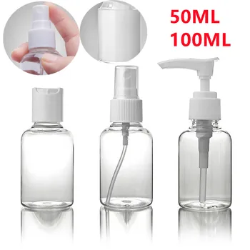 50/100ml Clar Spray Sticla PET de Plastic Dozator Sticla de Alcool Sterilizator Mic Sticla cu Pulverizator 3 Stiluri Împinge Pompa Sticlă Goală