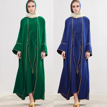 Musulman Abaya Dubai pentru Femei de Lux, Femei 2 Piese Seturi Kimono Dress Elegant Femme Rochii Simple Ramadan Eid Islam Îmbrăcăminte Halat