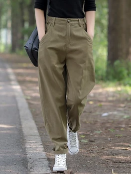 Pantaloni Femei 2023 Moda Nouă Primăvară de Toamnă Liber coreean Talie Mare Harun Pantaloni Femei Versatil Casual Pantaloni Cargo Streetwear