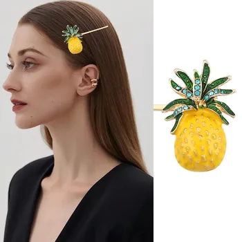 Creatoare de Moda Personalitate Versatil Ananas Forma Încrustat Cu Stras Clip Edge Clip de Păr Mare de Clipuri pentru copii Fete