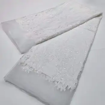 Lux alb Tesatura 2023 înaltă calitate din Africa 3D sequin lace franceză tul dantela tesatura Elvețian dantela Nigerian ochiurilor de tesatura de îmbrăcăminte