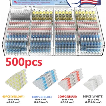 500PCS Căldură Psihiatru Glonț sârmă Terminale Impermeabil Lipire Maneca Electrică Conectori Cablu de Îmbinare Kit