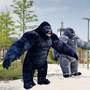 2.6 m King Kong Gonflabile Costum De Halloween pentru Adulti de Crăciun cu Blană Mascota Animale de Carnaval Rochie Fursuit Gorilă, Urangutan