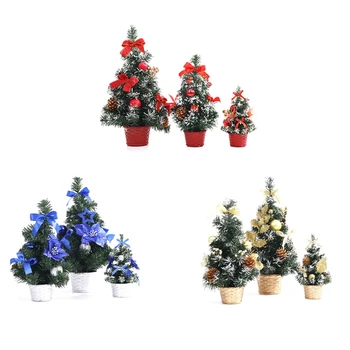 Mini Masă De Copac Acasă De Crăciun Desktop Mic Decor Petrecere Ornament Familiei Ușor De Instalat Ușor De Utilizat Rosu